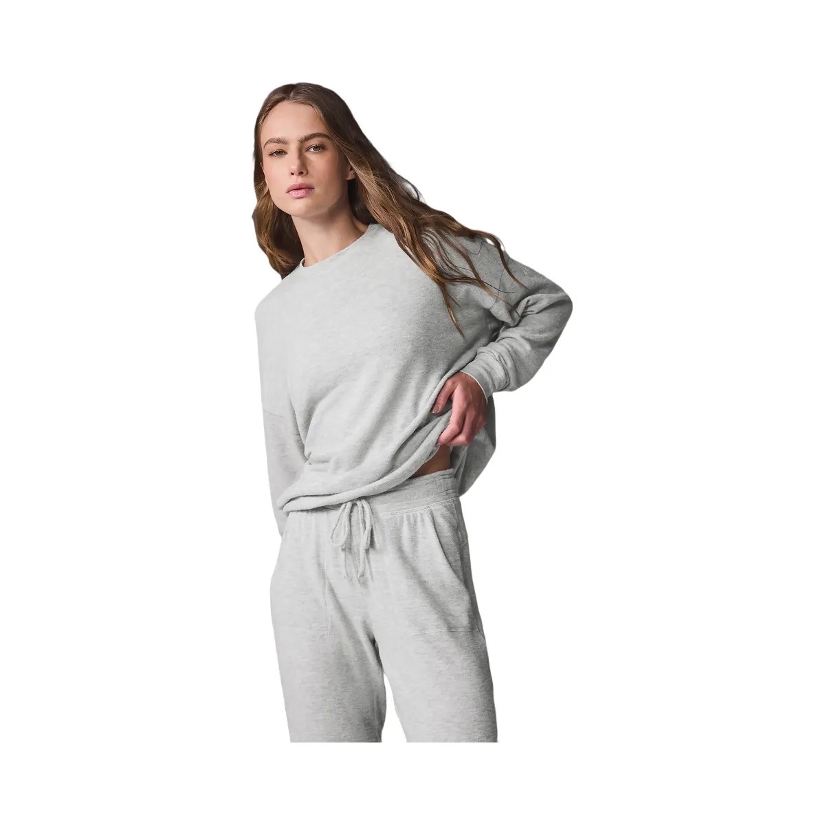 Alo Women's Soho Pullover - Athletic Heather Grey - HypeFly India View 5