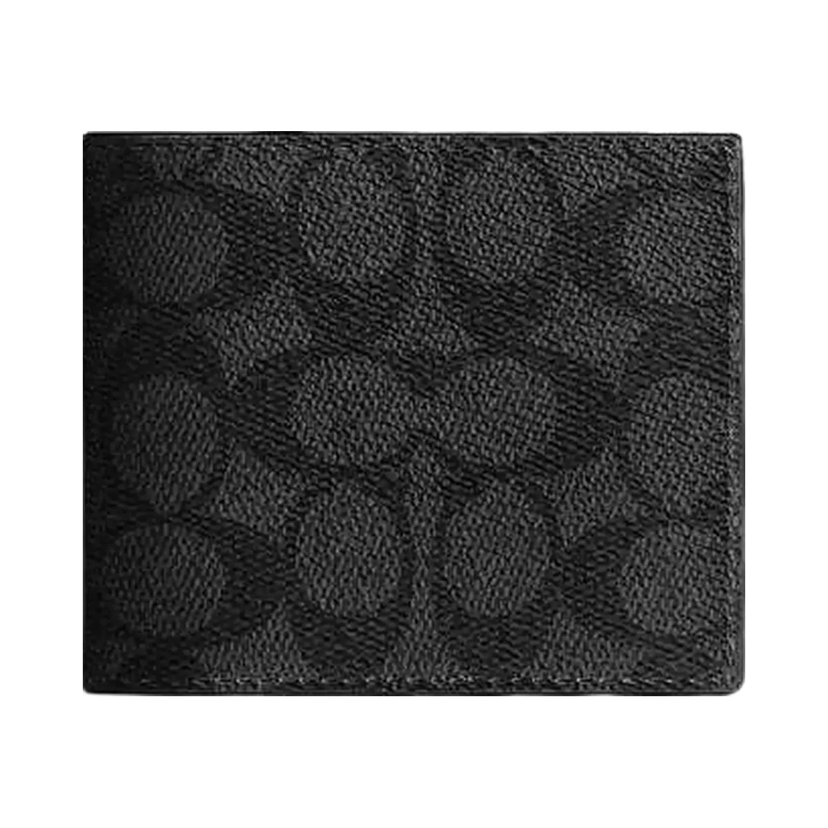 Coach Id Billfold Wallet In Signature Canvas Signature Canvas-Gunmetal-Charcoal-Black - HypeFly India View 3