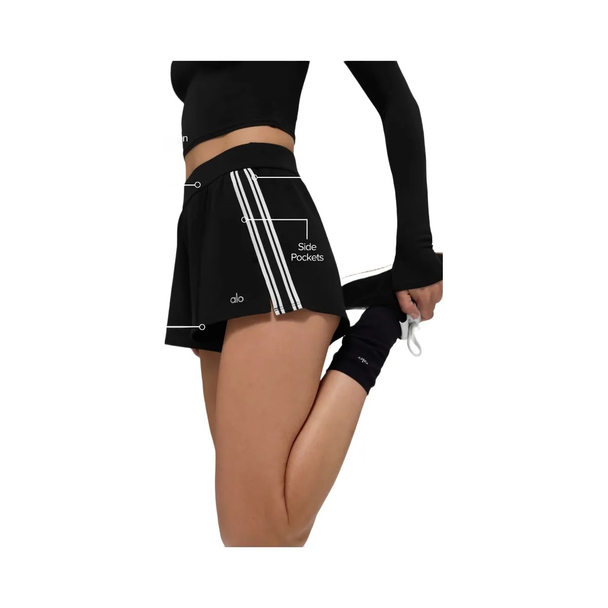 Alo Women's Track Star Short - Black - HypeFly India View 2