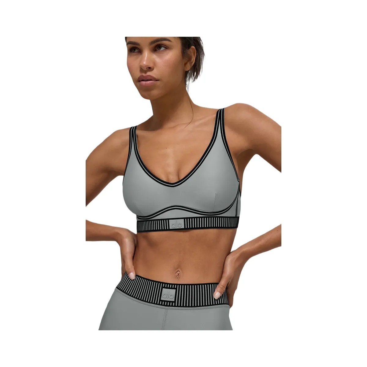 Alo Women's Airlift Line Up Bra - Lunar Grey - HypeFly India View 1