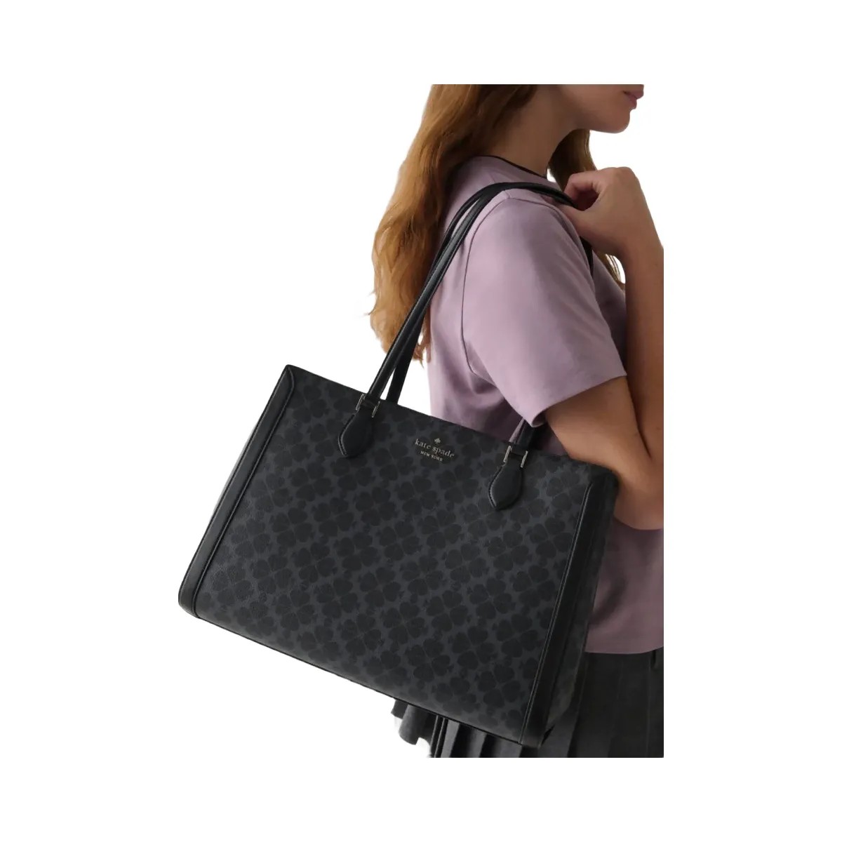 Kate Spade Signature Spade Flower East West Large Laptop Tote Black - HypeFly India View 2
