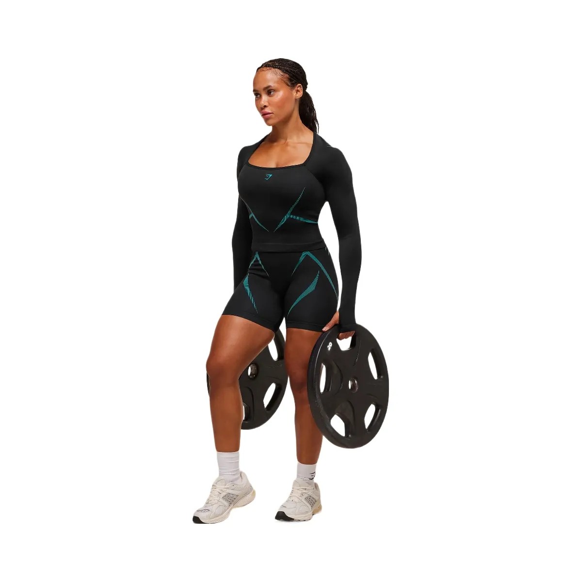 Gymshark Apex Lift Seamless Short - Black/Brand Blue - HypeFly India View 4