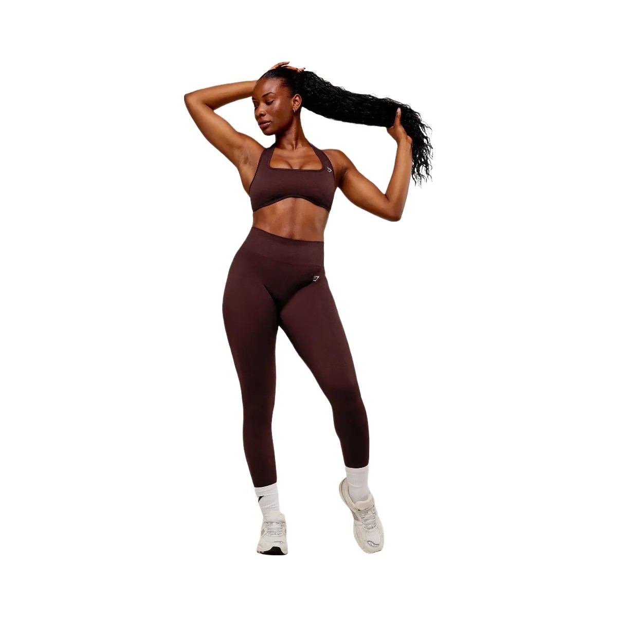 Gymshark Adapt Fleck x Whitney Halterneck Sports Bra - Cherry Purple/Rich Maroon - HypeFly India View 6