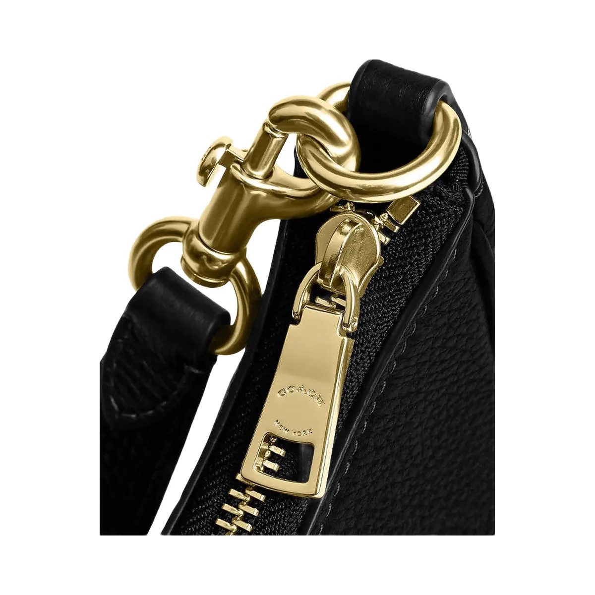 Coach Teri Hobo Bag Pebbled Leather-Gold-Black - HypeFly India View 4