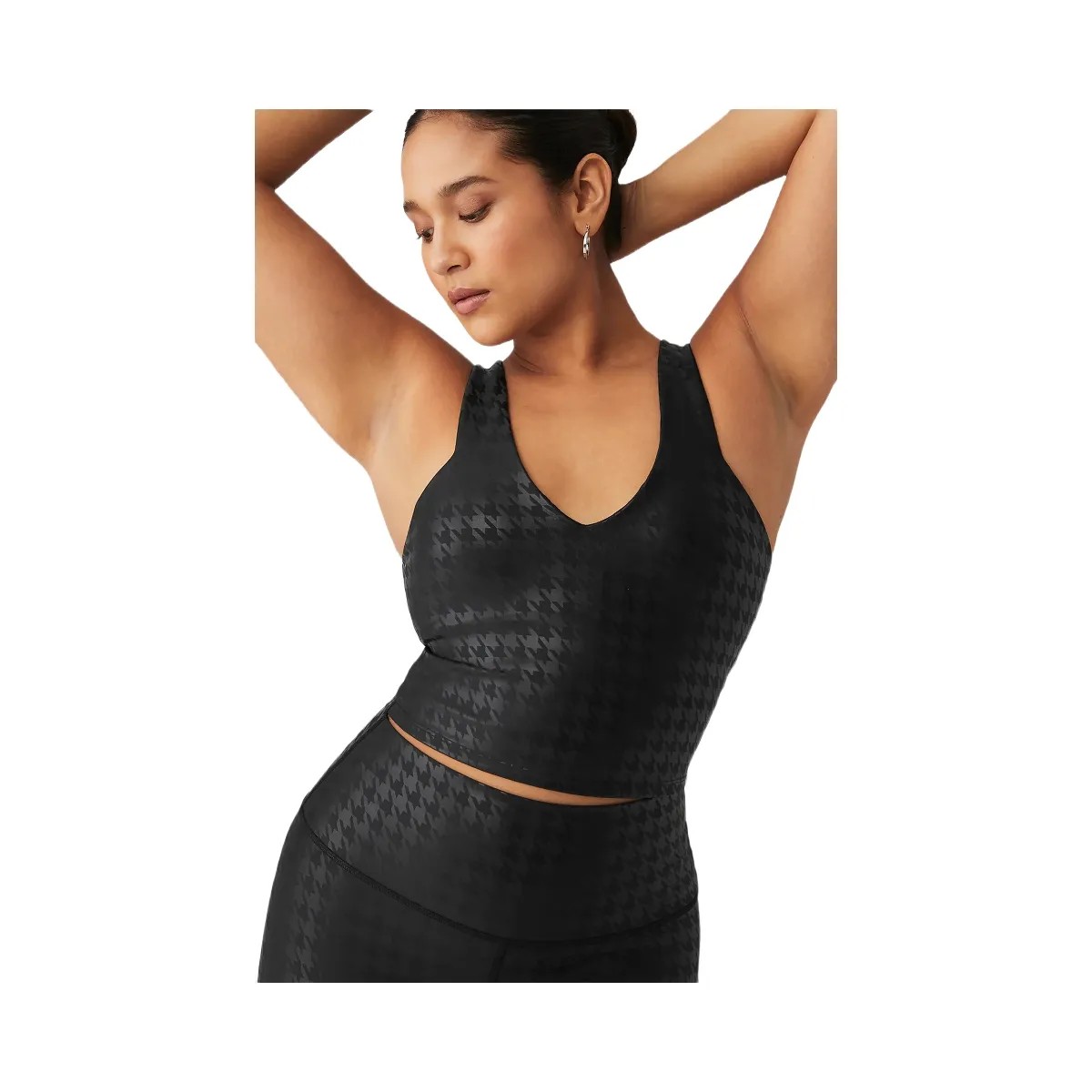 Alo Women's Airlift Glimmer Houndstooth Real Bra Tank - Black - HypeFly India View 5