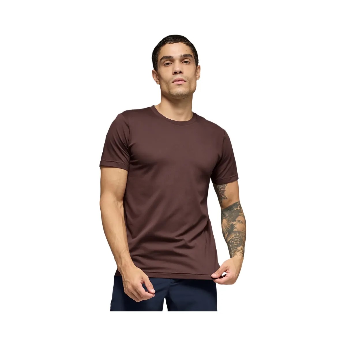 Alo Men's Conquer Reform Crewneck Short Sleeve - Brownstone - HypeFly India View 1
