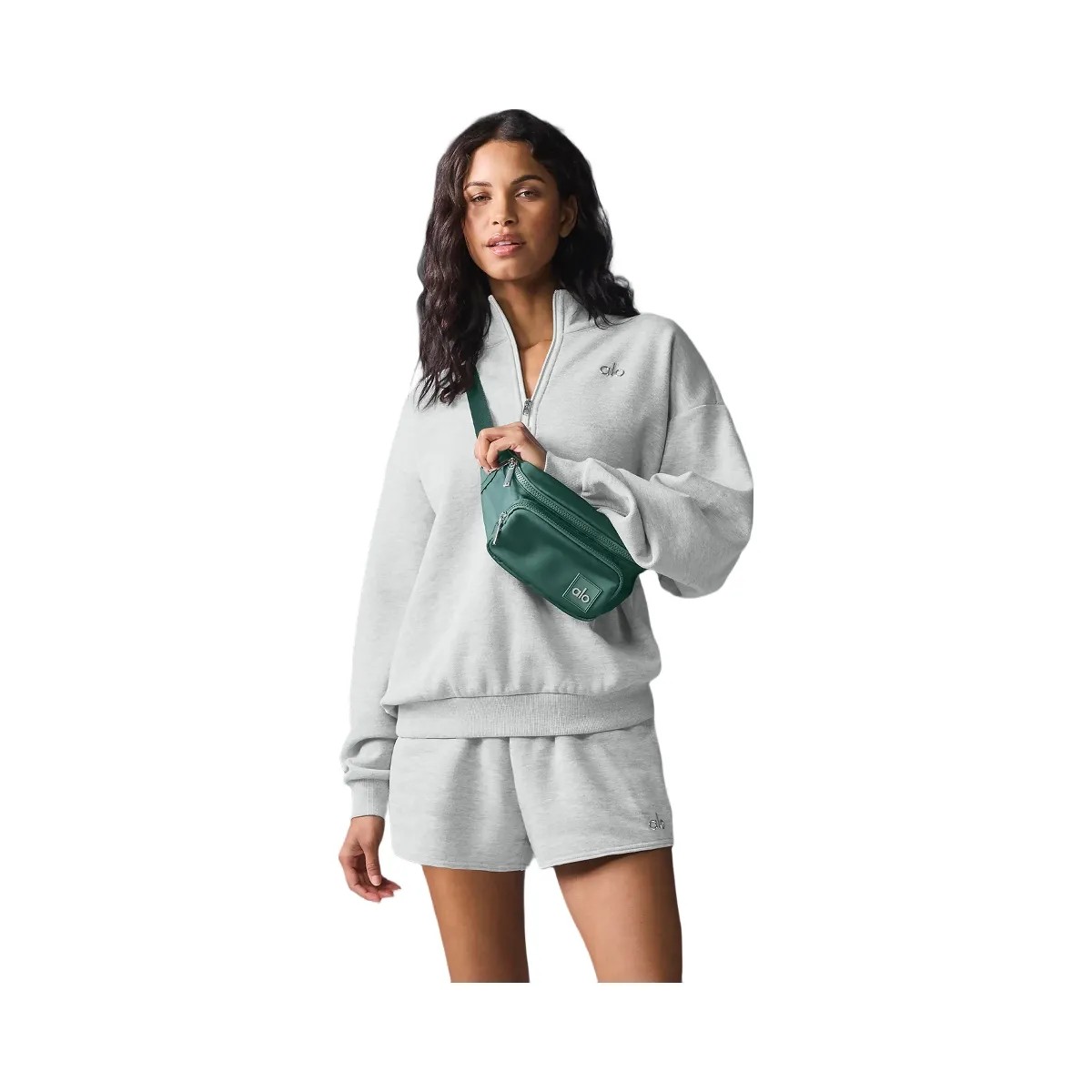 Alo Women's Accolade 1/4 Zip Pullover - Athletic Heather Grey - HypeFly India View 5