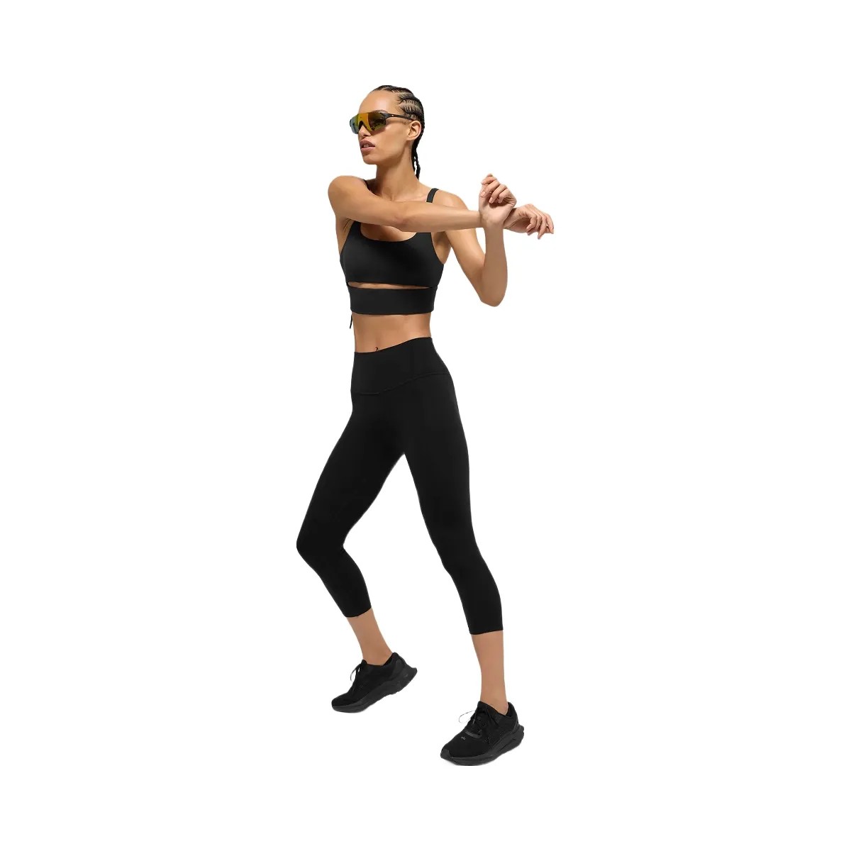 Alo Women's High-Waist Airbrush Capri - Black - HypeFly India View 4