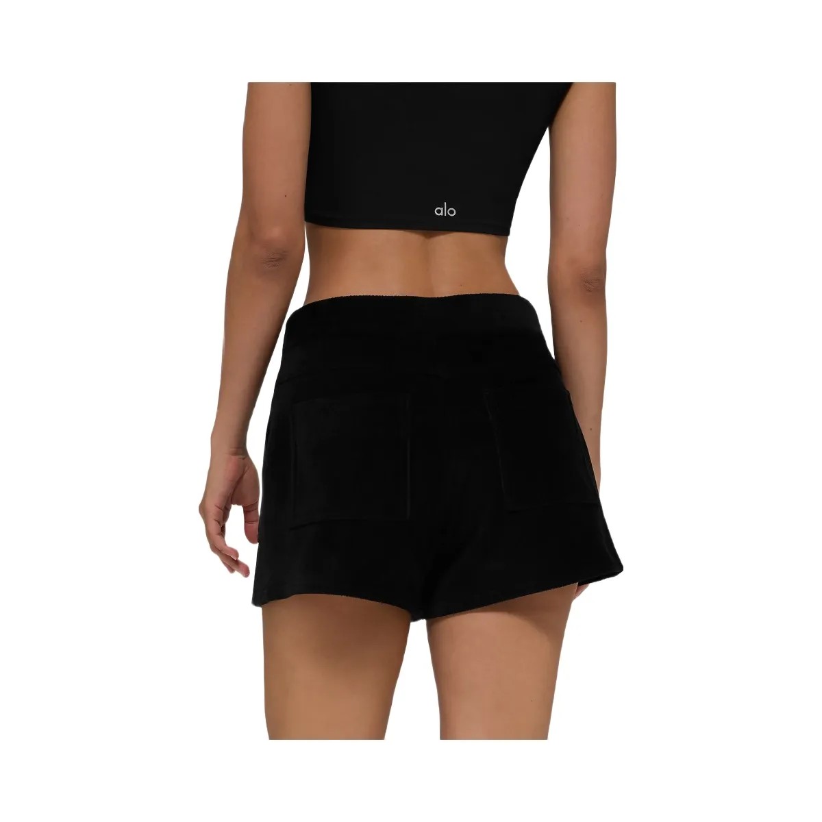 Alo Women's Micro Corduroy On Duty Short - Black - HypeFly India View 2