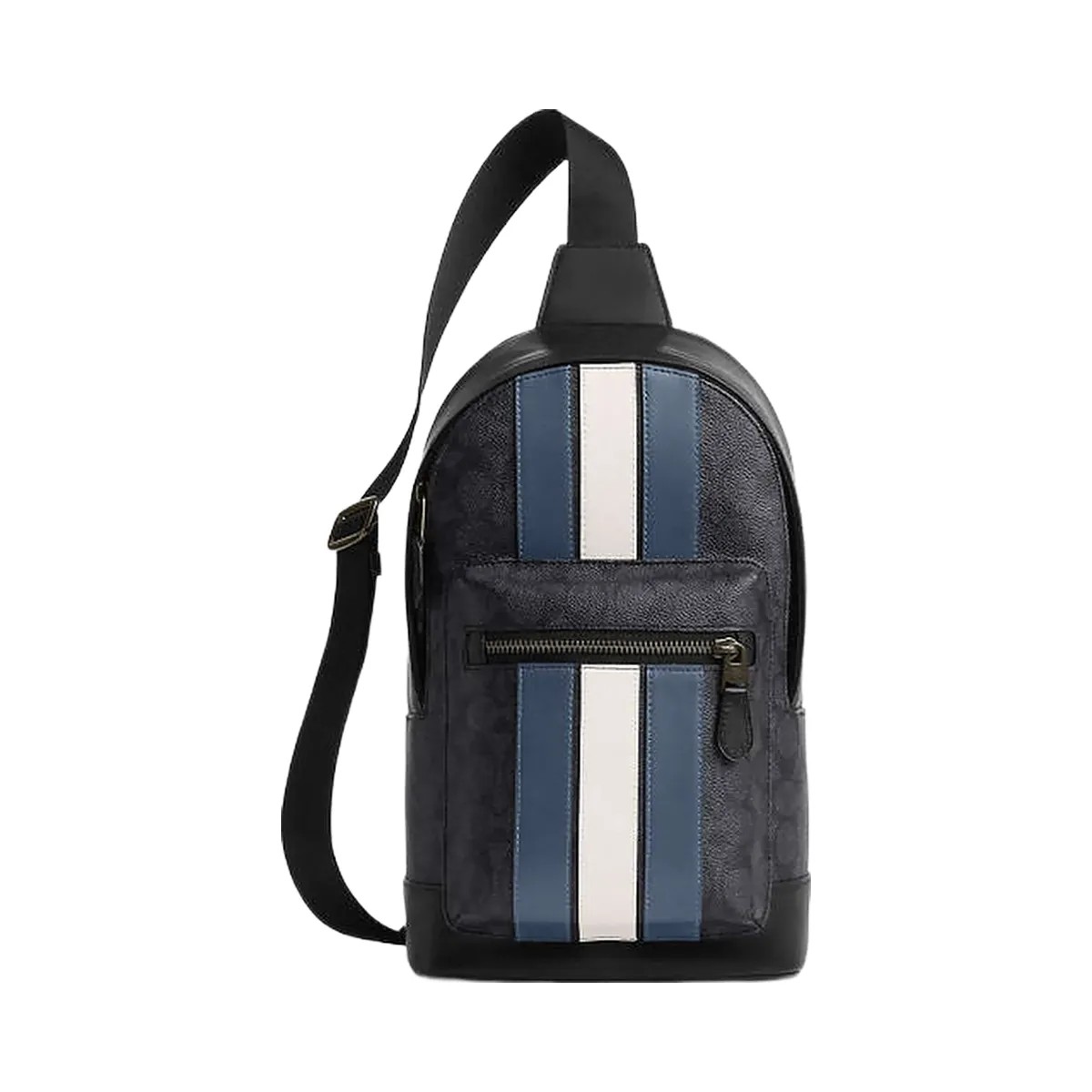 Coach West Pack In Signature Canvas With Varsity Stripe Signature Canvas-Gunmetal-Charcoal-Denim-Chalk - HypeFly India View 1