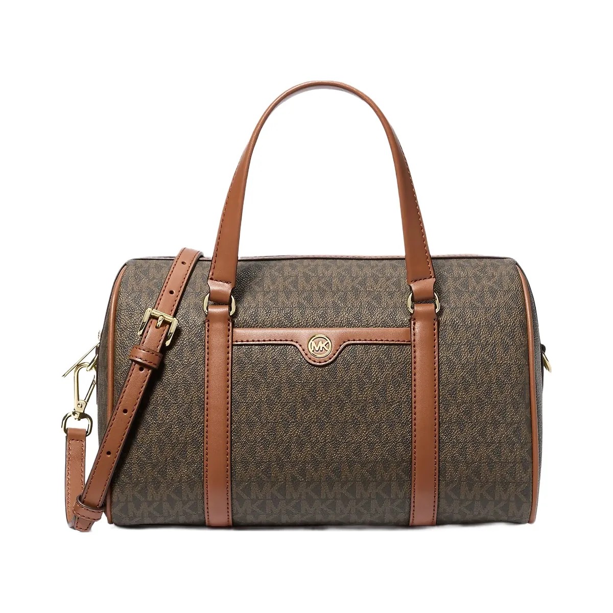 Michael Kors Jet Set Travel Medium Signature Logo Duffel Crossbody Bag Brown - HypeFly India View 1