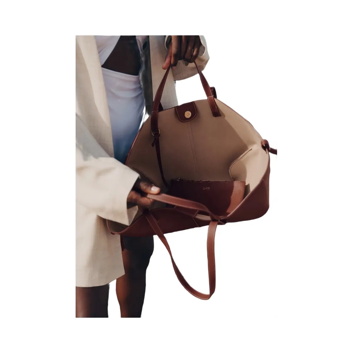 Polene Cyme Textured Cognac - HypeFly India View 2