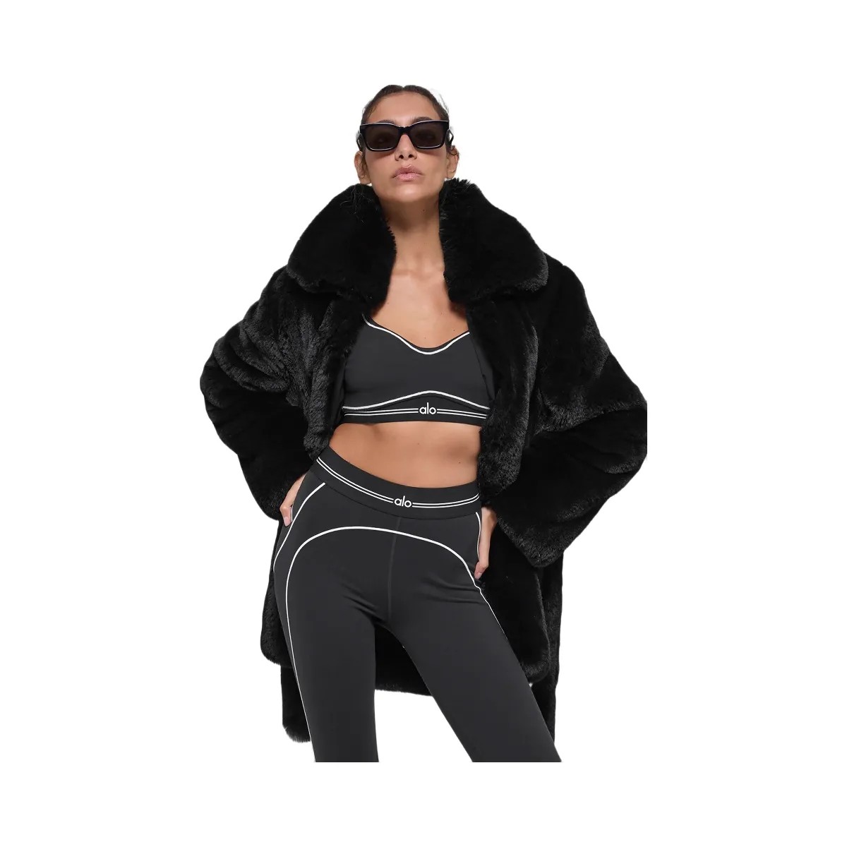 Alo Women's Faux Fur Starstruck Coat - Black - HypeFly India View 1