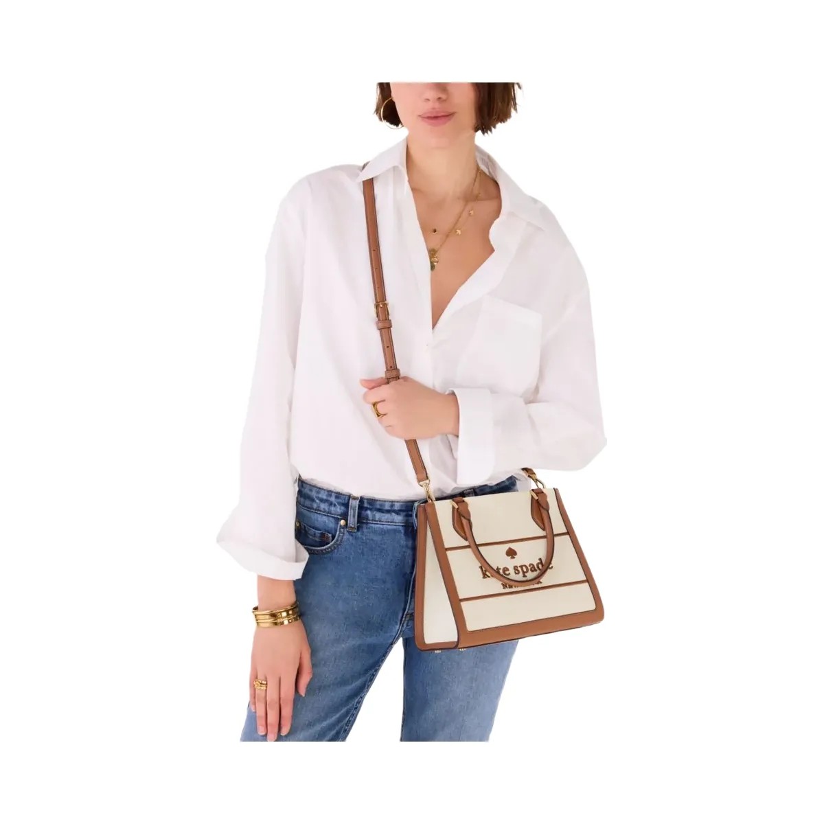 Kate Spade Ellie Canvas Small Tote Warm Gingerbread Multi - HypeFly India View 3