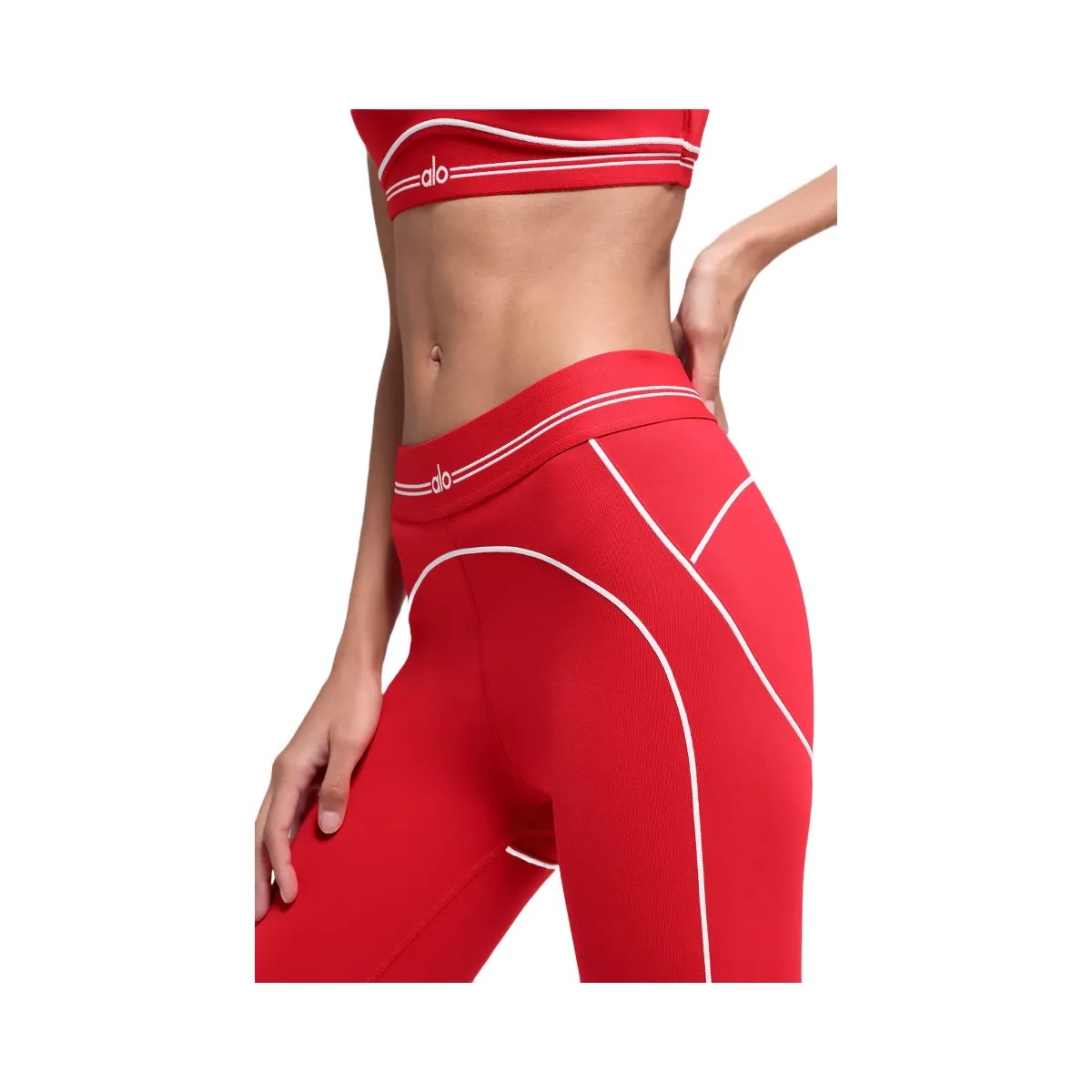 Alo Women's Airbrush High-Waist 7/8 Heart Throb Legging - Bright Red/White - HypeFly India View 3