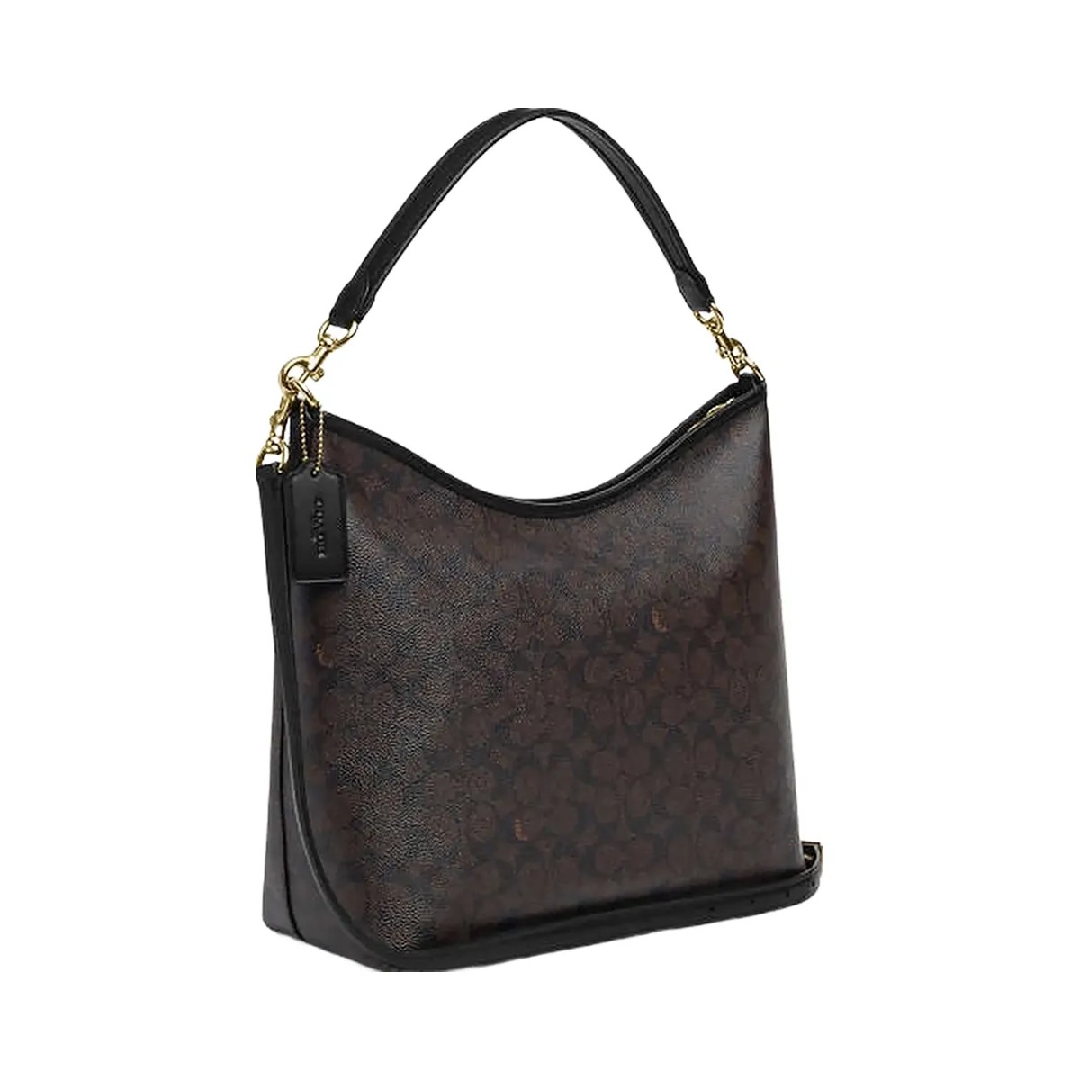 Coach Laurel Large Shoulder Bag In Signature Canvas Signature Canvas-Gold-Walnut-Black - HypeFly India View 2