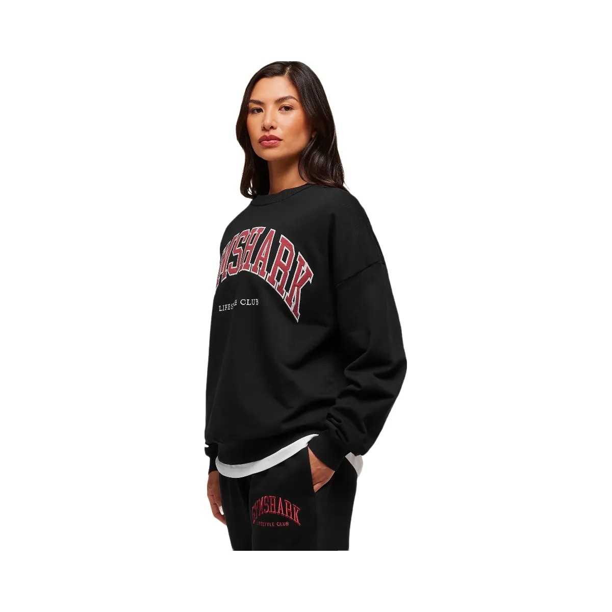 Gymshark Collegiate Graphic Crew Neck Pullover - Black - HypeFly India View 3