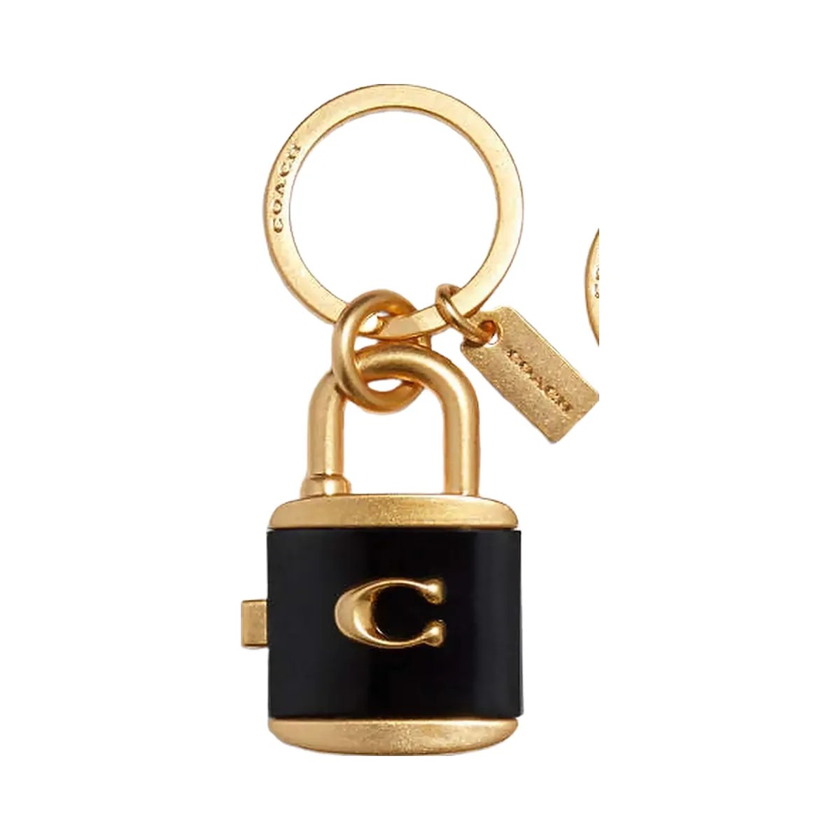Coach Lock And Key Bag Charm Key Ring Gold-Black - HypeFly India View 1