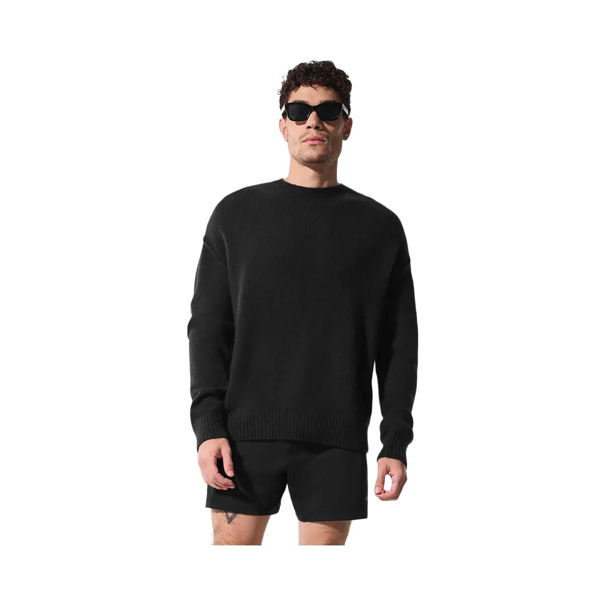 Alo Men's Unisex Wool Cashmere New Class Crewneck Sweater - Black - HypeFly India View 1