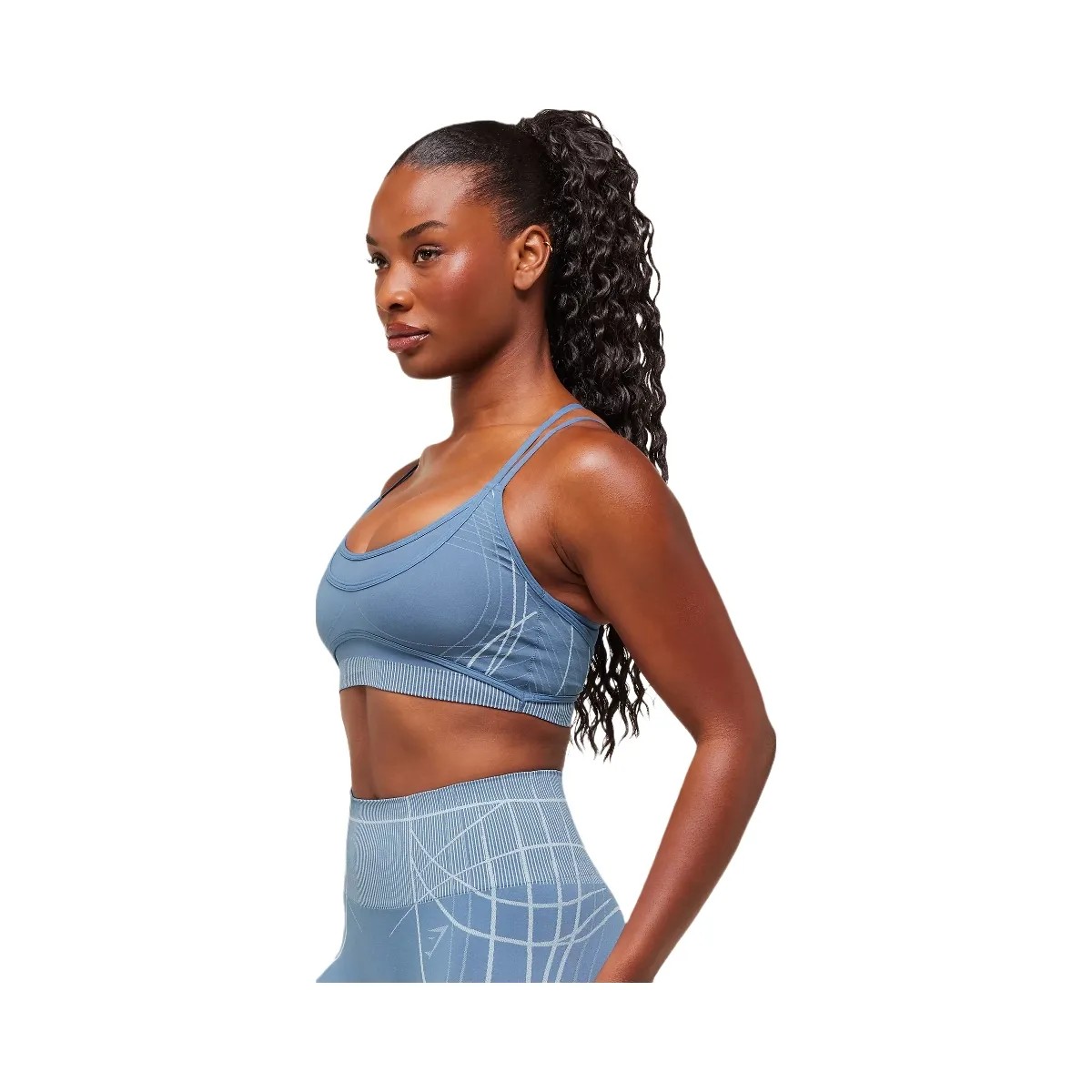 Gymshark Apex Seamless Strappy Sports Bra - Worn Blue/Gentle Blue - HypeFly India View 3