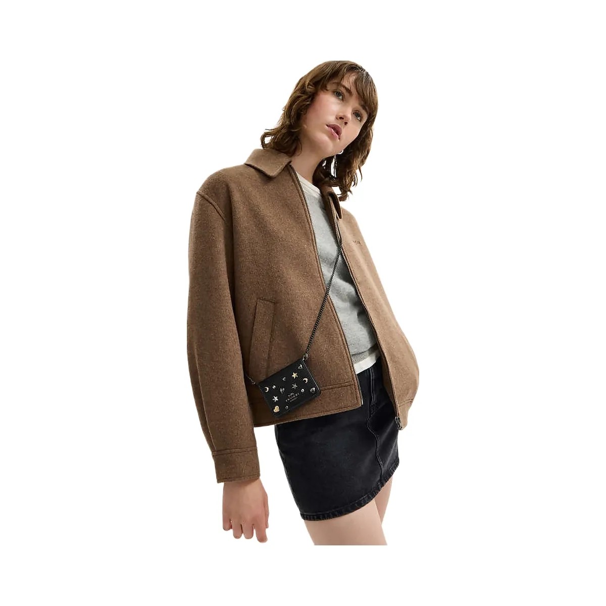 Coach Mini Wallet On A Chain With Rivets Pebbled Leather-Gunmetal-Black Multi - HypeFly India View 3