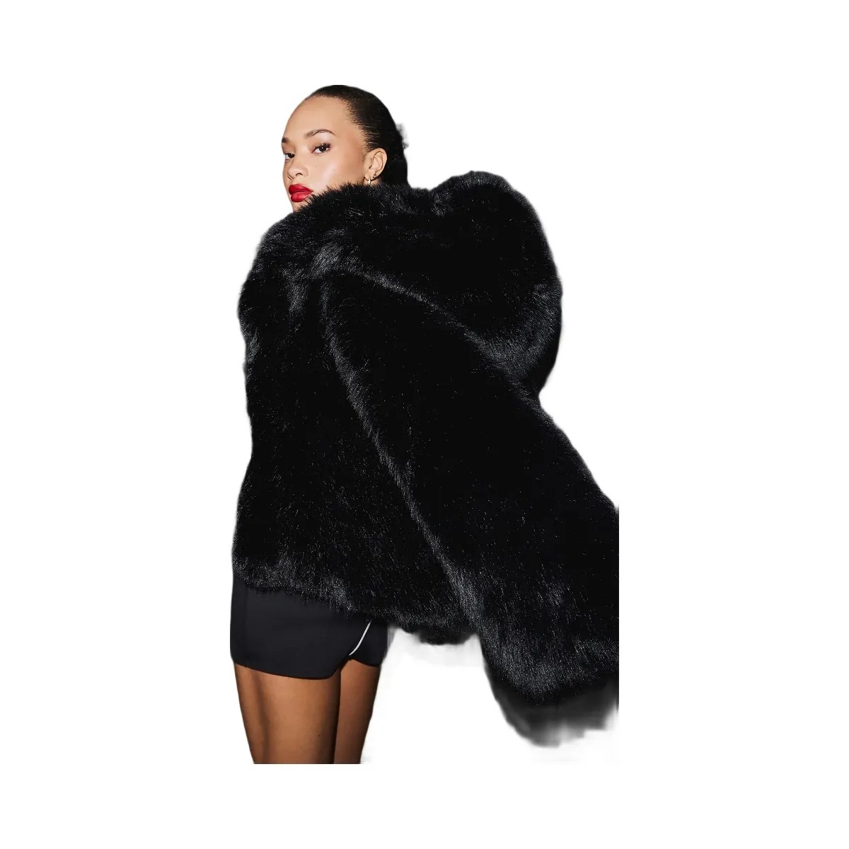 Alo Women's Opulent Faux Fur Statement Jacket - Black - HypeFly India View 5