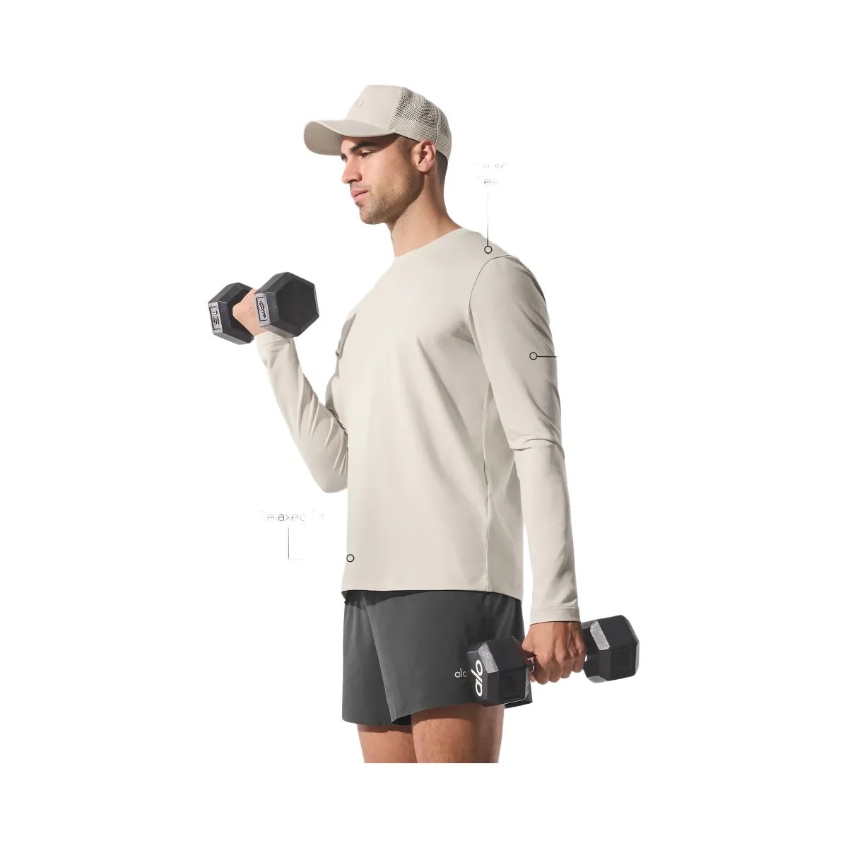 Alo Men's Conquer Reform Crewneck Long Sleeve - Bone - HypeFly India View 2