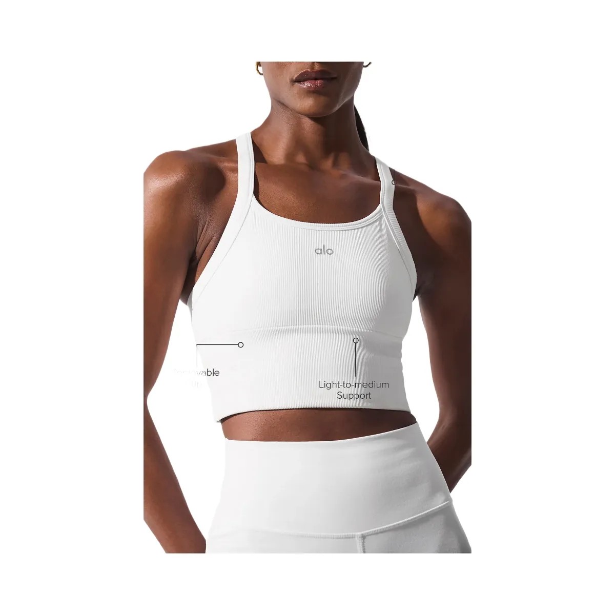 Alo Women's Seamless Ribbed Favorite Bra Tank - White - HypeFly India View 1