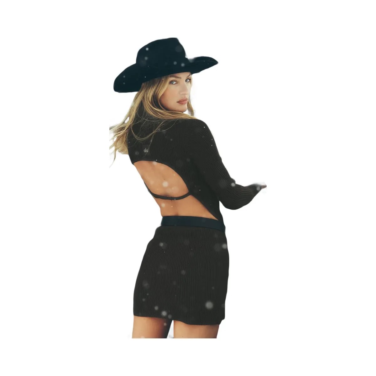 Alo Women's Denim Knit Backless Long Sleeve - Espresso/Black - HypeFly India View 5