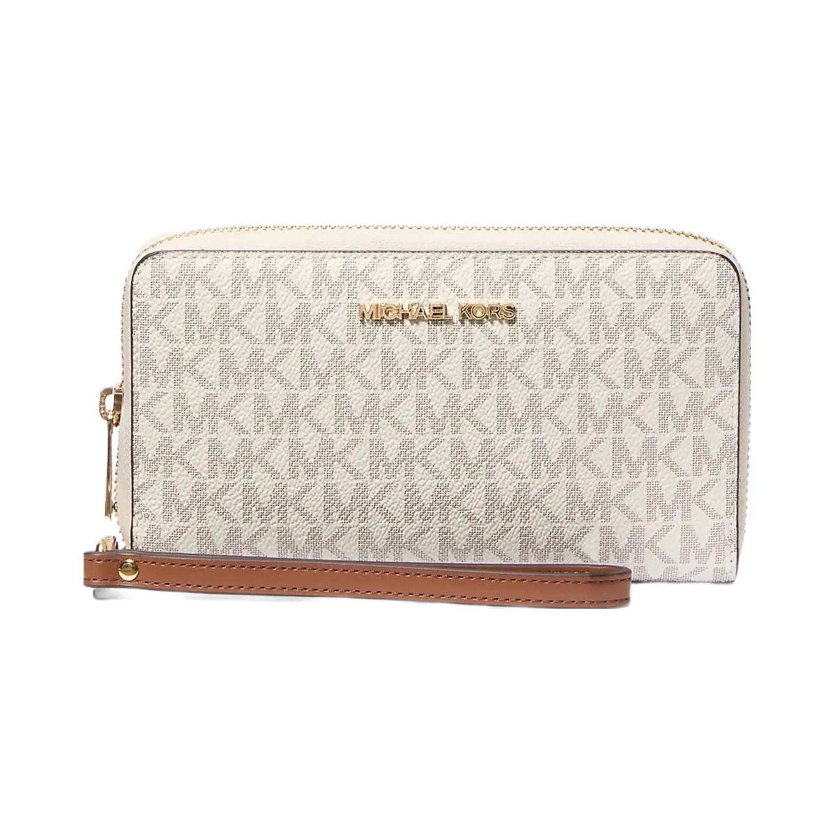 Michael Kors Jet Set Signature Logo Smartphone Wristlet Vanilla - HypeFly India View 1
