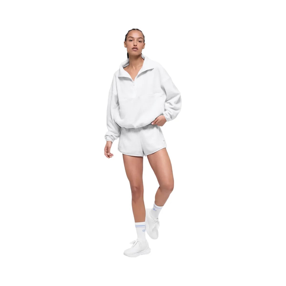 Alo Women's Polar Fleece Retreat Cover Up - White Heather Grey - HypeFly India View 5