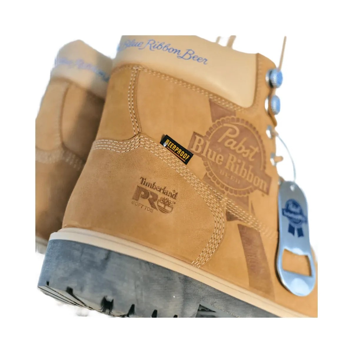 Timberland Pro And Pabst Blue Ribbon Direct Attach 6" Soft Toe Waterproof Work Boot Wheat Nubuck Men'S - HypeFly India View 4