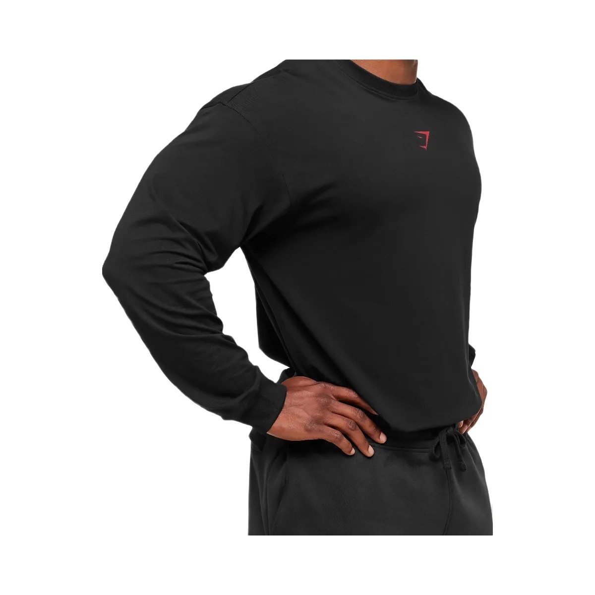 Gymshark Power Long Sleeve T-Shirt - Black/Conditioning Red - HypeFly India View 5