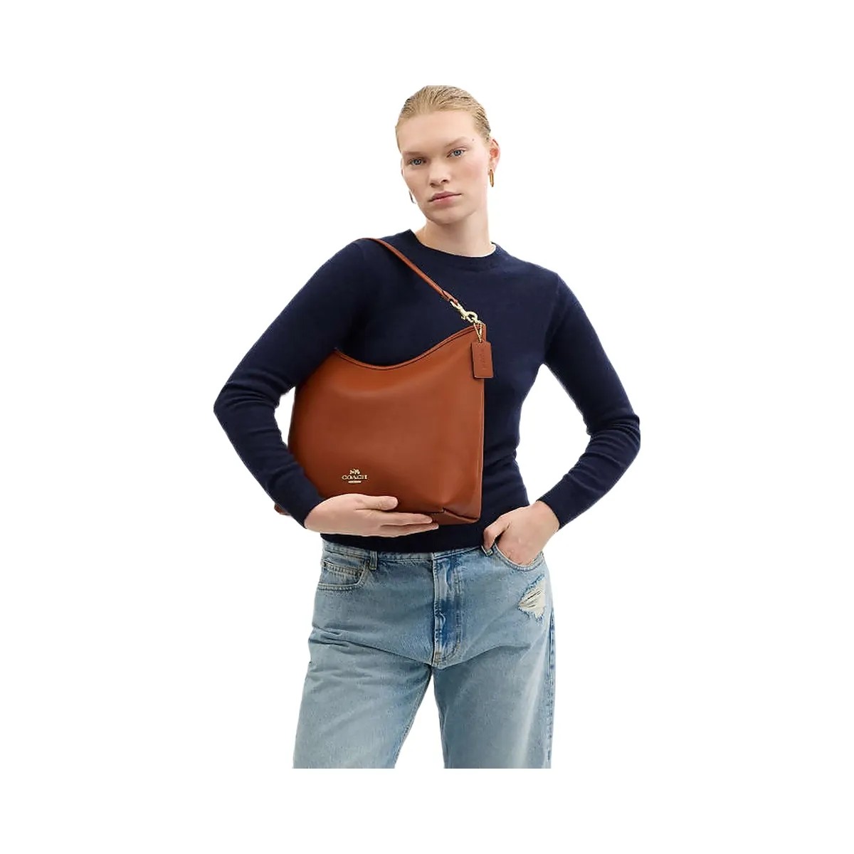 Coach Laurel Large Shoulder Bag Smooth Leather-Gold-Tan - HypeFly India View 2