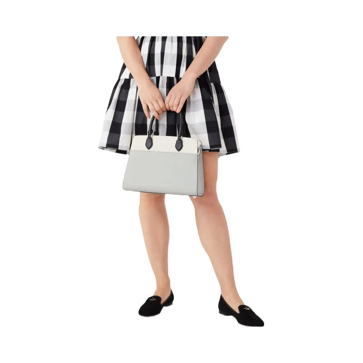 Kate Spade Madison Colorblock Saffiano Leather Medium Satchel Platinum Grey Multi - HypeFly India View 2