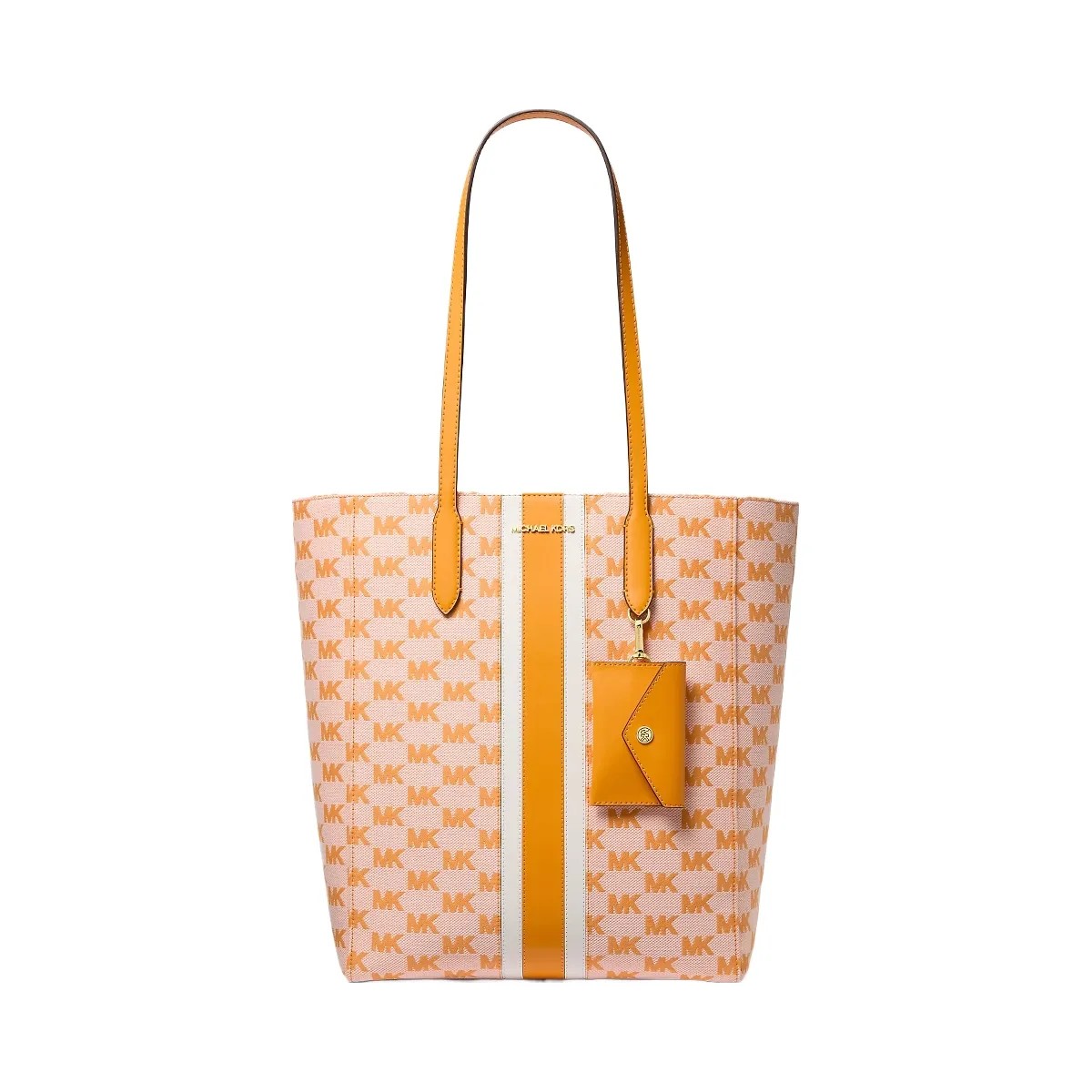 Michael Kors Vincent Large Logo Jacquard Tote Bag with Card Case Pop Orange - HypeFly India View 1