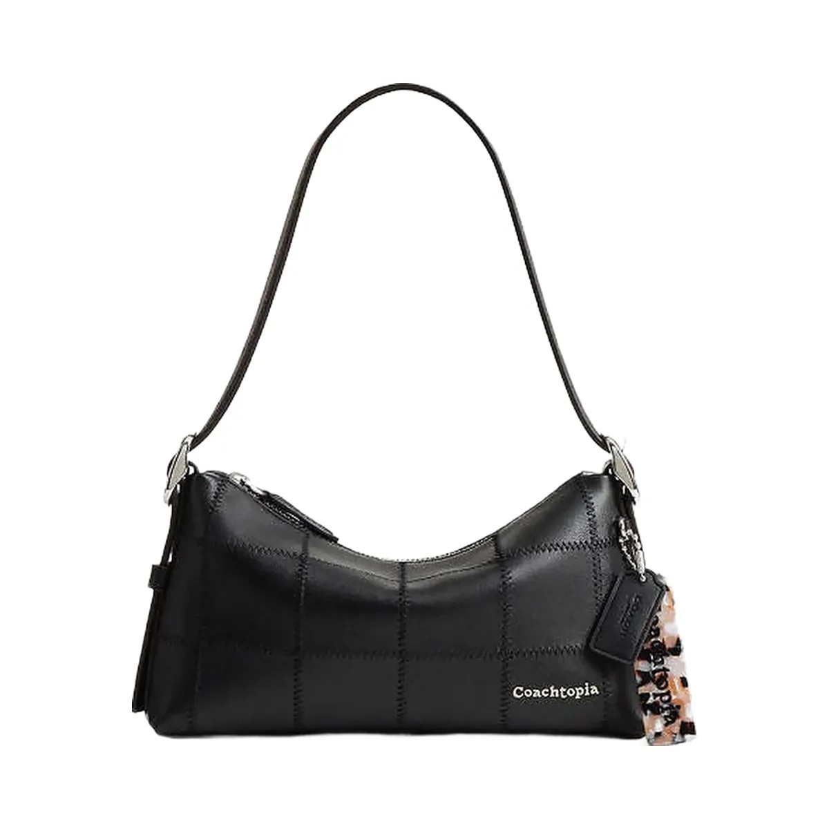 Coach Alter/Ego Small Slouchy Shoulder Bag In Checkerboard Upcrafted Leather Black - HypeFly India View 1