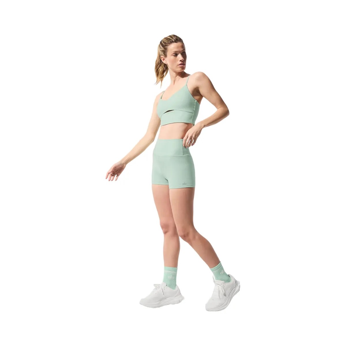 Alo Women's Alosoft High-Waist Carefree Short - Spearmint Heather - HypeFly India View 3