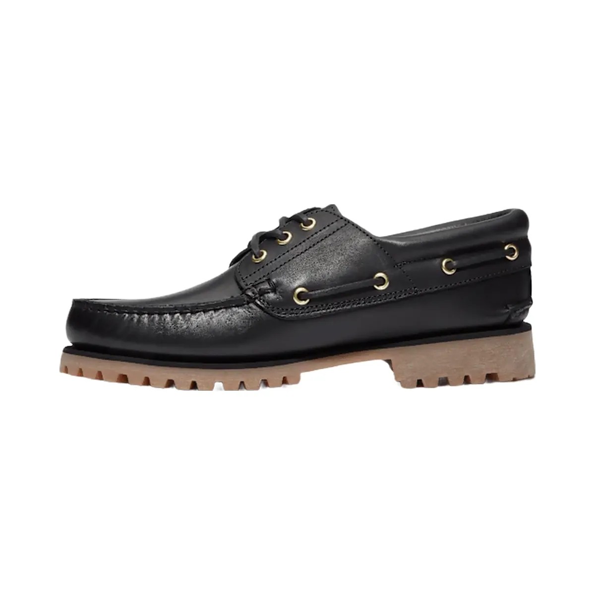 Timberland Authentic 3-Eye Lug Handsewn Boat Shoe Black Full-Grain Men'S - HypeFly India View 5