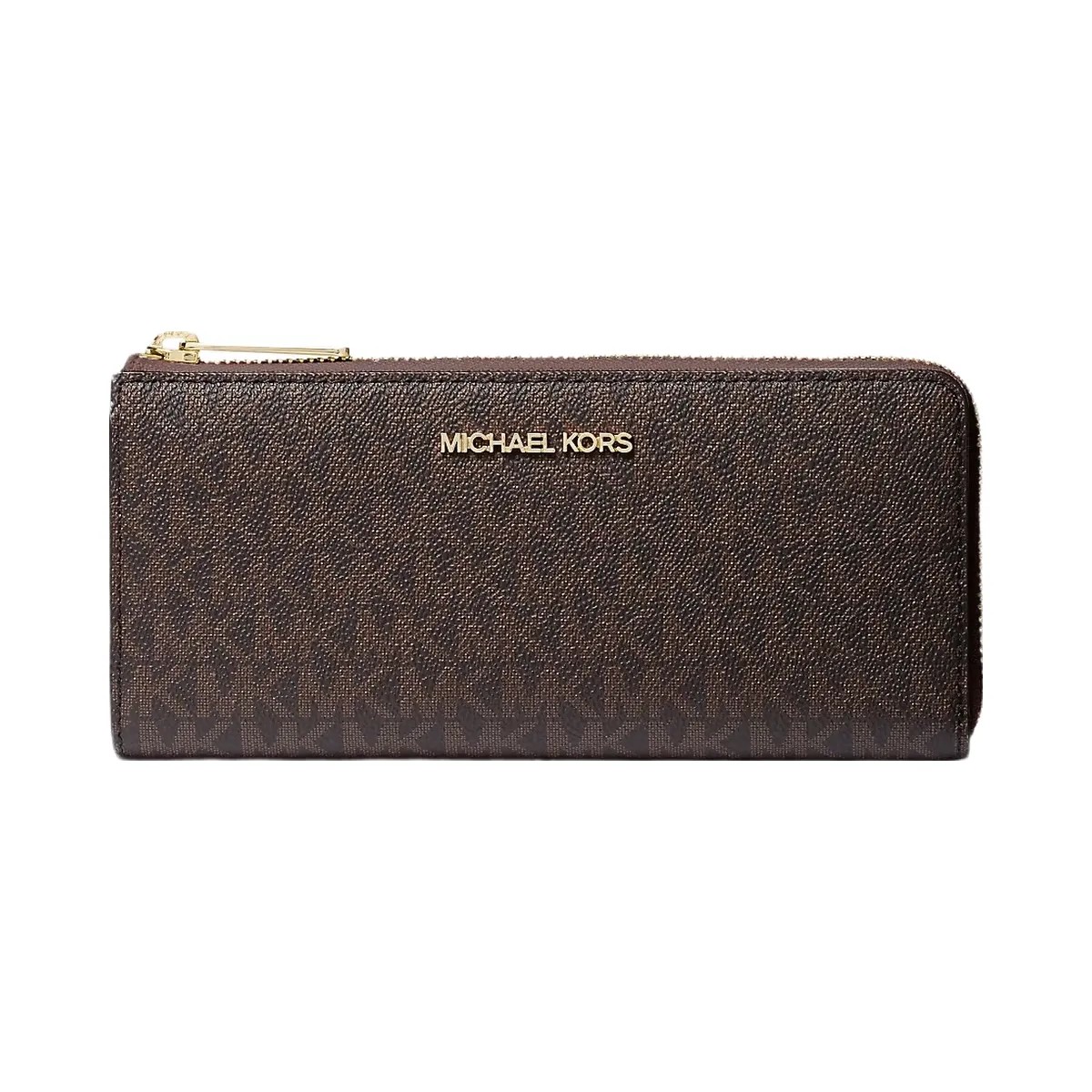 Michael Kors Jet Set Travel Large Logo Quarter-Zip Wallet Brown - HypeFly India View 1