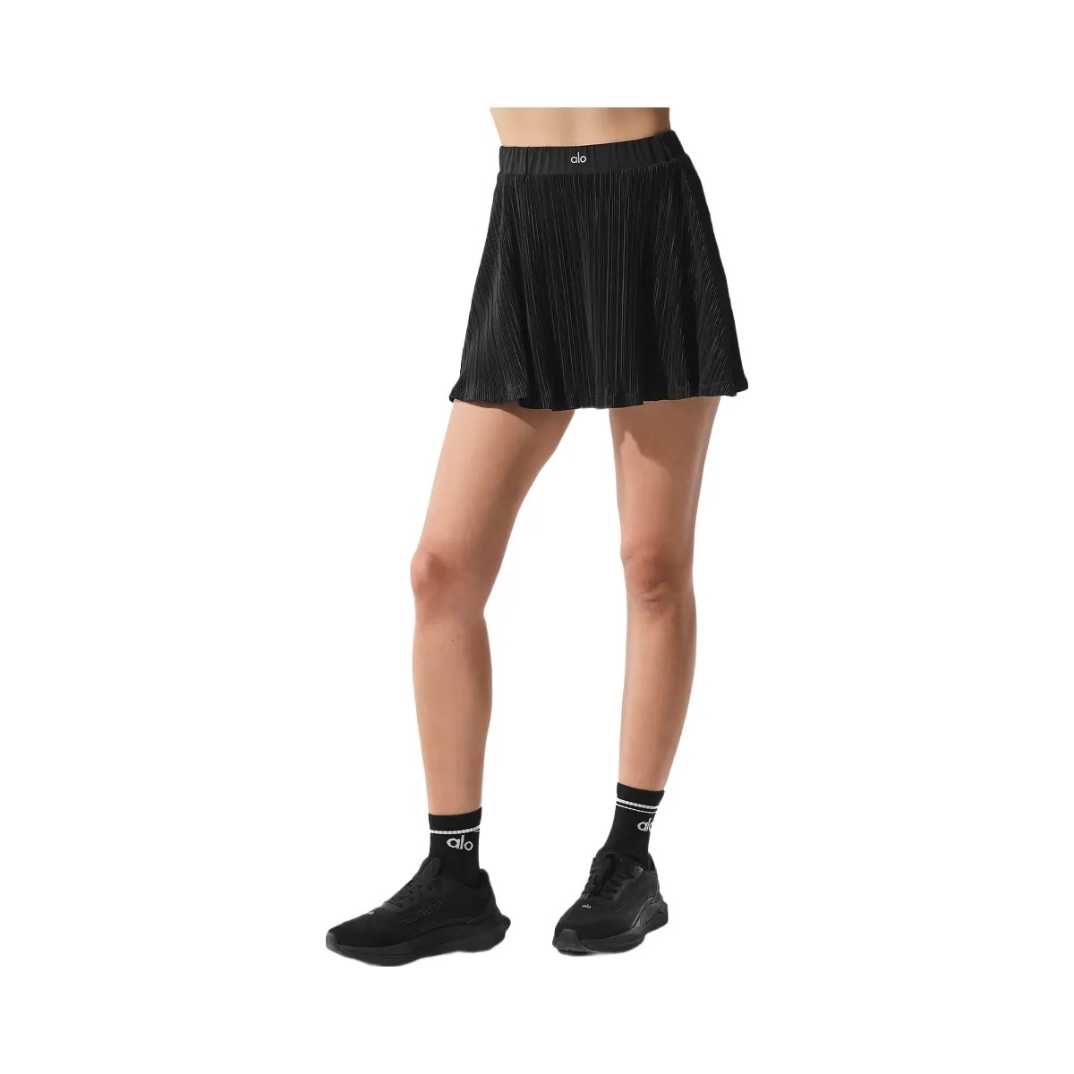 Alo Women's Micro Plisse Tennis Skirt - Black - HypeFly India View 1