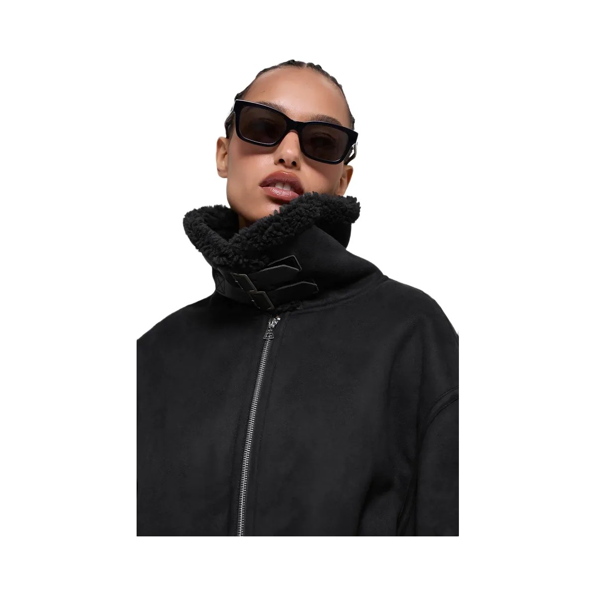 Alo Women's Faux Shearling Grand Jacket - Black - HypeFly India View 5