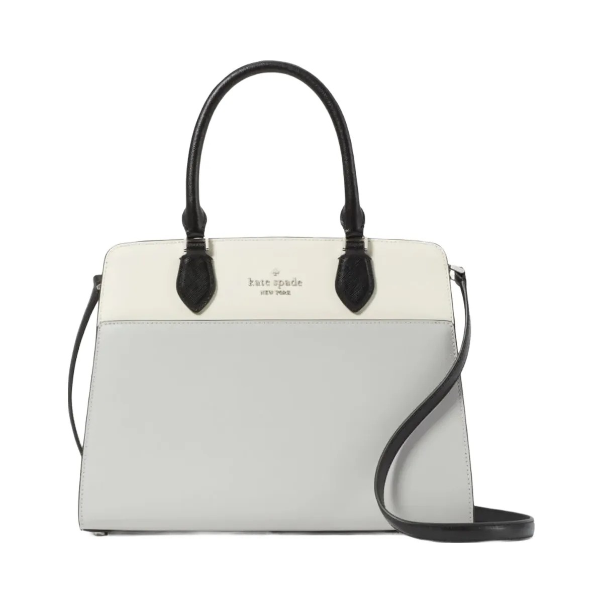 Kate Spade Madison Colorblock Saffiano Leather Medium Satchel Platinum Grey Multi - HypeFly India View 1