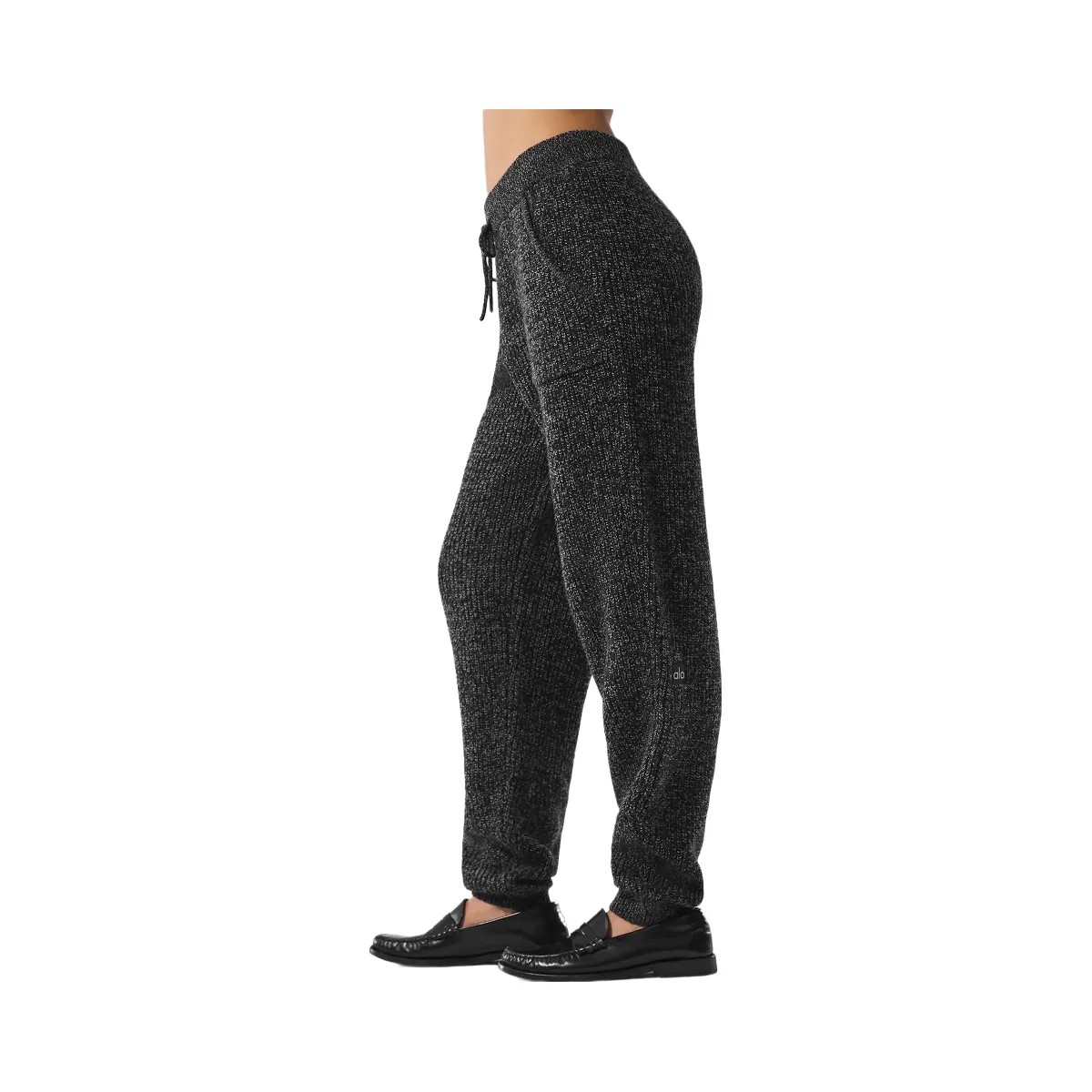 Alo Women's Marl Sweater Pant - Black Marl - HypeFly India View 2