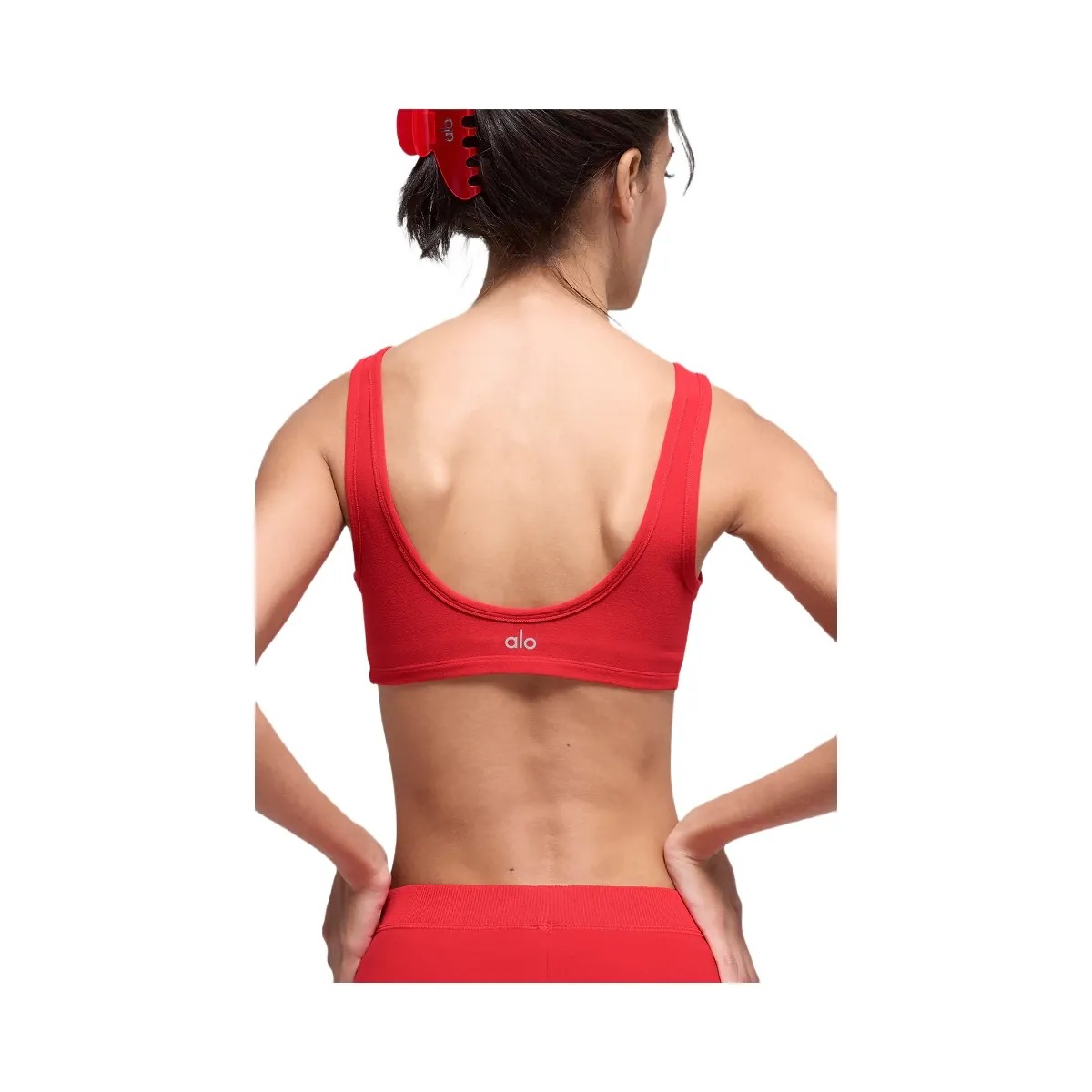 Alo Women's soft Center Stage Bra - Bright Red - HypeFly India View 2