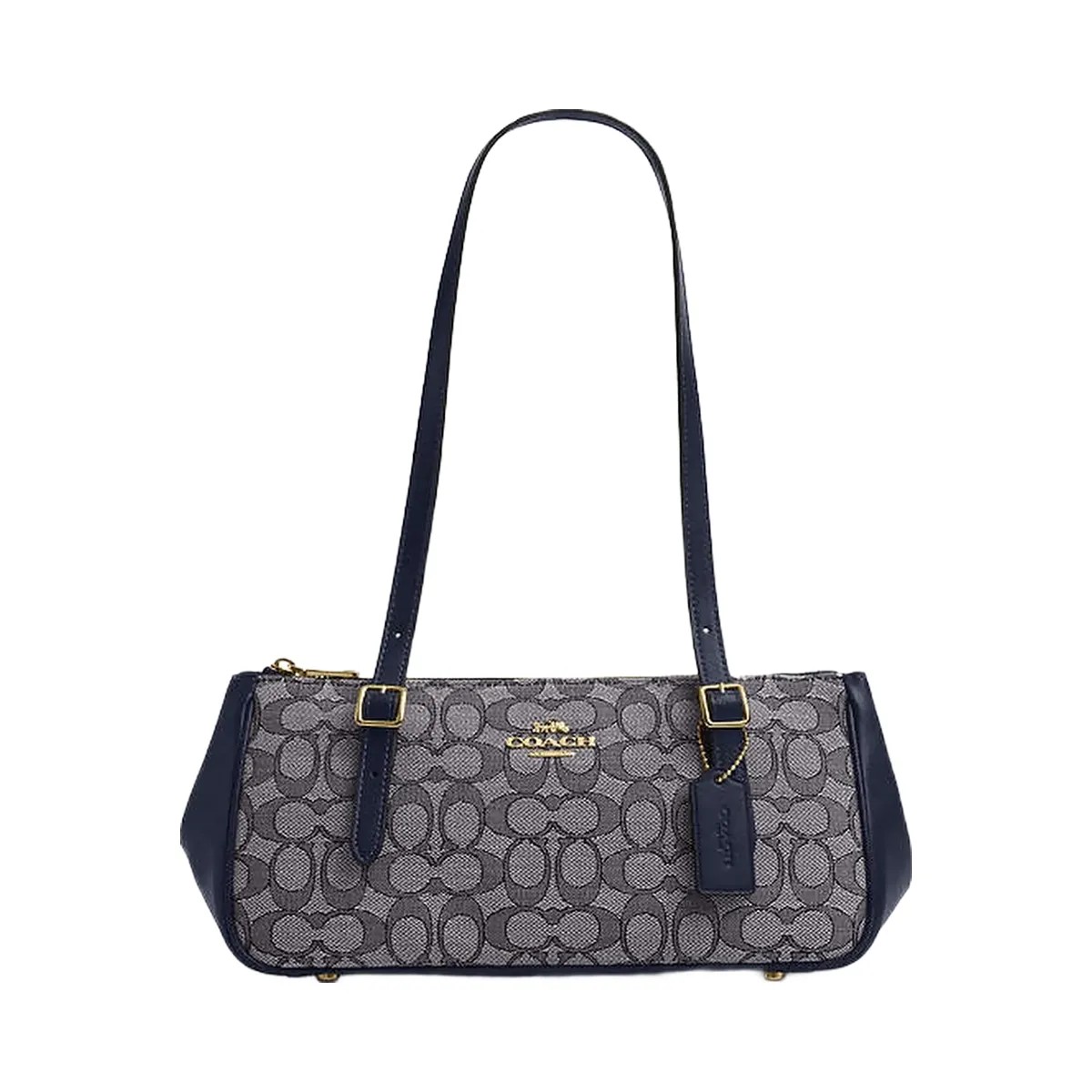 Coach Asher Shoulder Bag In Signature Jacquard Signature Jacquard-Gold-Navy-Midnight Navy - HypeFly India View 1