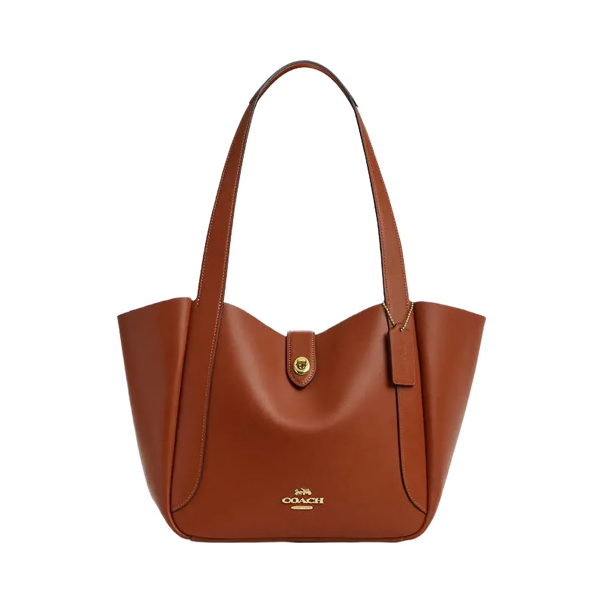 Coach Hadley Turnlock Tote Smooth Leather-Gold-Tan - HypeFly India View 1