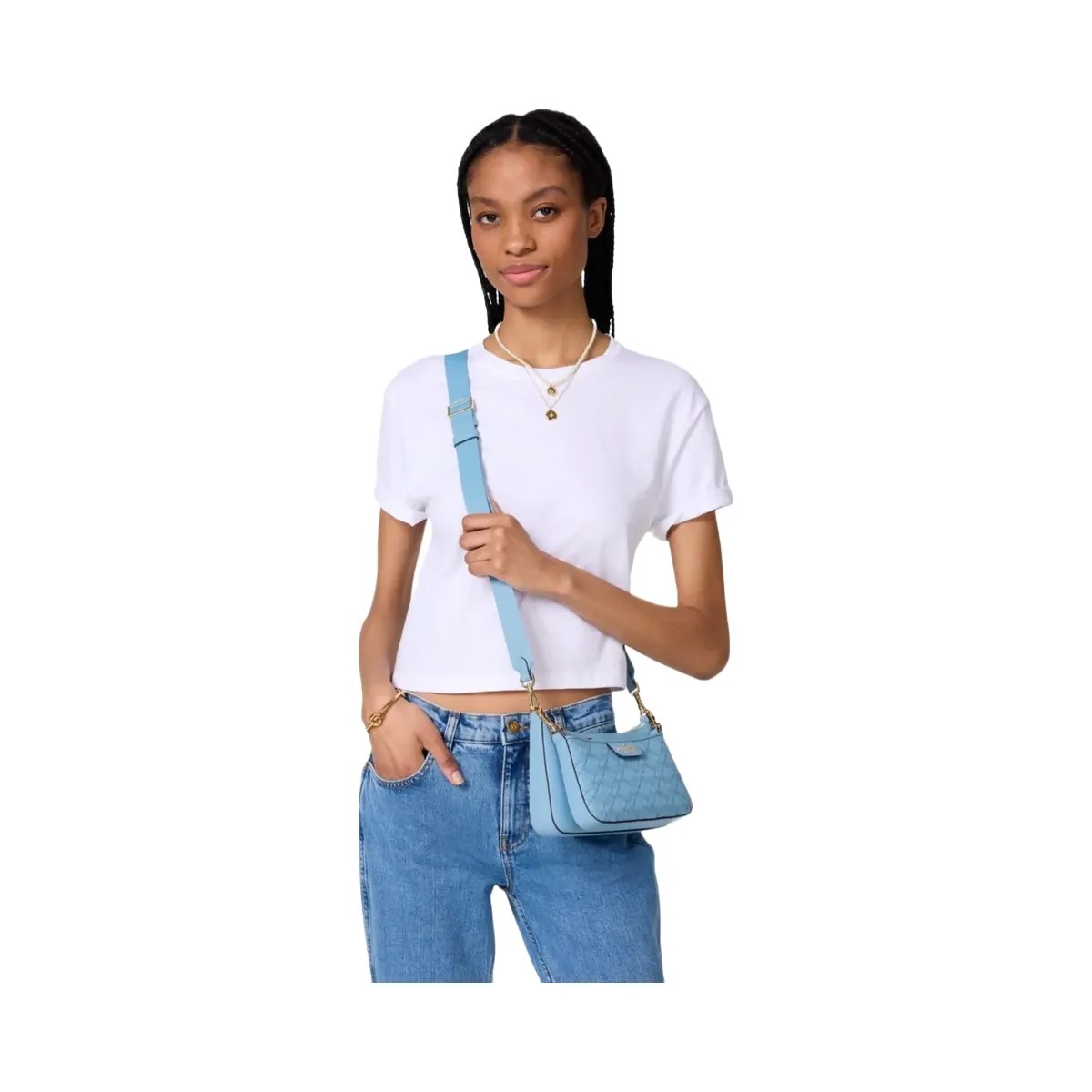 Kate Spade Duet Woven Leather Crossbody Montauk Blue - HypeFly India View 2