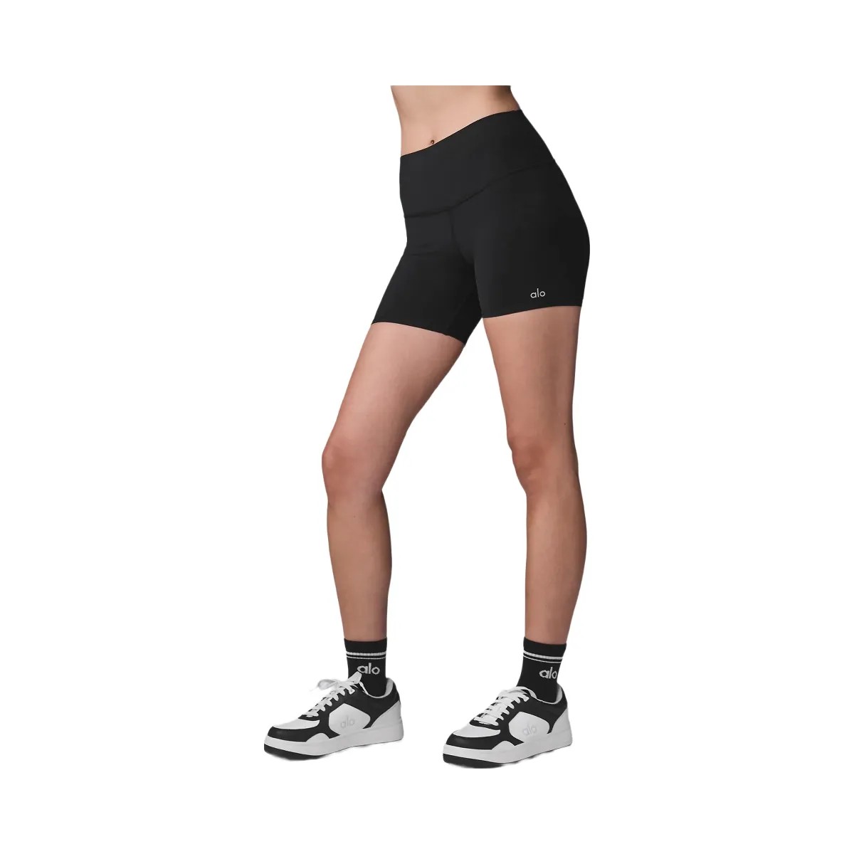 Alo Women's 5" Airbrush High-Waist Biker Short - Black - HypeFly India View 5