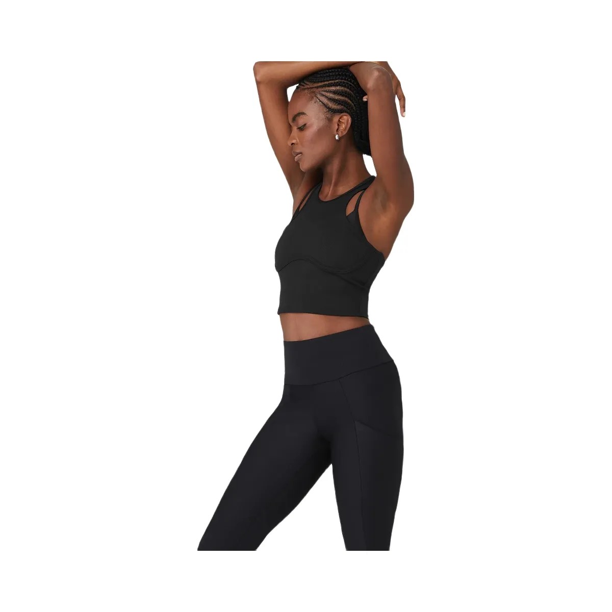 Alo Women's Ribbed Airlift Enchanted Bra Tank - Black - HypeFly India View 3